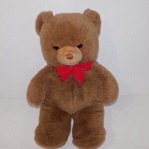 VTG 1983 Large 20" Plush Stuffed Gund Brown Tender Teddy Bear Red Bow